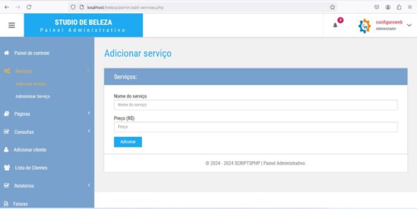 Sistema de gerenciamento de salão de beleza em PHP 8.0 - Imagem 4