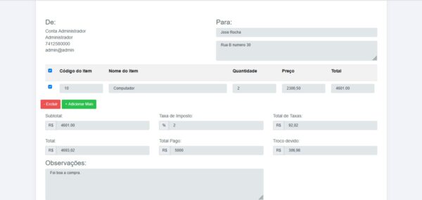 Sistema para emissão de fatura de vendas simples em PHP - Imagem 5