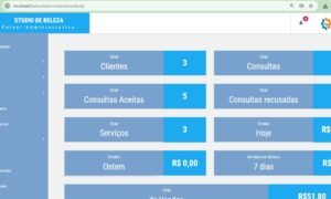 Sistema para salões de beleza desenvolvido em PHP 8.2, painel de controle, cadastro de serviço com preços, cadastro de produtos para vendas, administração de serviços para edição, páginas sobre e contato configuráveis, consultas marcação por e-mail, recusa e aceitação das consultas, etc.